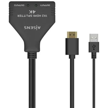 HDMI DUPLICADOR 4K30HZ 1x2 CON ALIMENTACION USB CABLE NEGR 30CM AISENS A123-0654