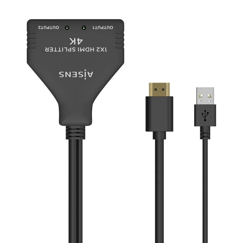 HDMI DUPLICADOR 4K30HZ 1x2 CON ALIMENTACION USB CABLE NEGR 30CM AISENS A123-0654 - foto 2