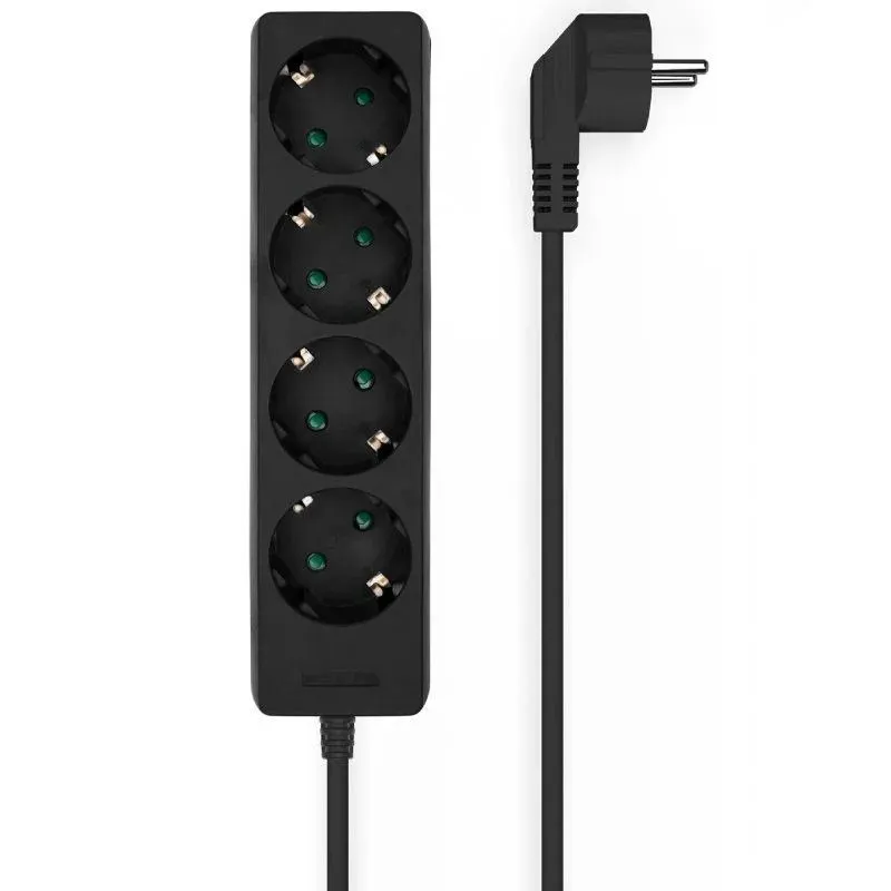 REGLETA 4 SALIDAS AISENS SIN INTERRUPTOR CON CABLE 3x1.5MM2 NEGRO 1.4M A154-0534 - foto 2