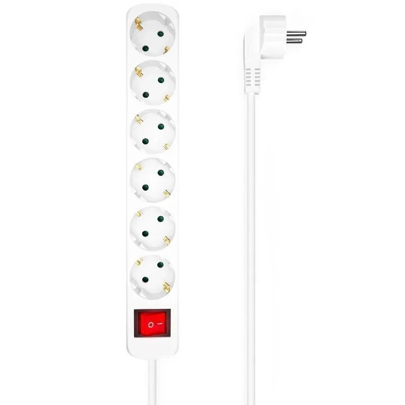 REGLETA 6 SALIDAS AISENS C/INTERRUPTOR CON CABLE 3x1.5MM2 BLANCO 1.4M A154-0535 - foto 2