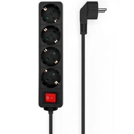 REGLETA 4 SALIDAS CON INTERRUPTOR CABLE 3x1.5MM2 NEGRO 1.4M AISENS A154-0650
