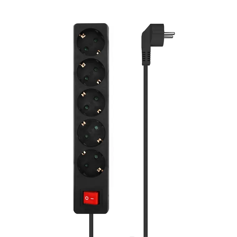 REGLETA 5 SALIDAS CON INTERRUPTOR CABLE 3x1.5MM2 NEGRO 1.4M AISENS A154-0652 - foto 2