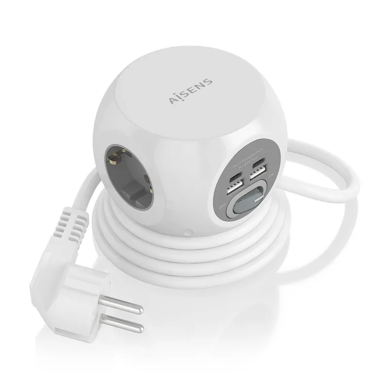 REGLETA 3 SALIDAS AISENS SOBREMESA 2xUSB-C 2xUSB-A 1.4M BLANCO ASPS-2A2C04-W - foto 2
