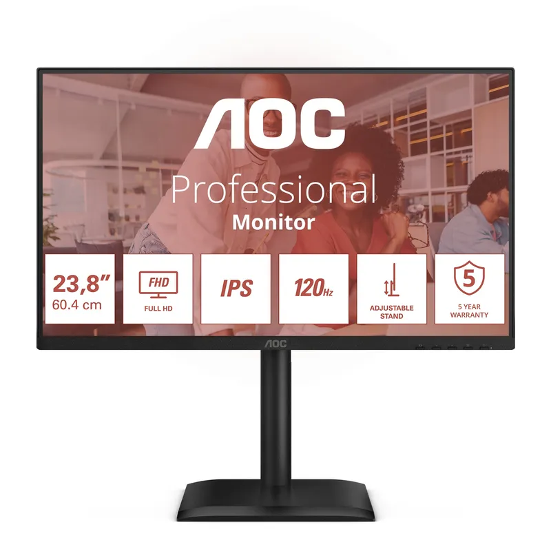 MONITOR 23.8 AOC 24E4U IPS FHD 1920X1080 120Hz MM VGA HDMI PANTALL GIRA NEGRO