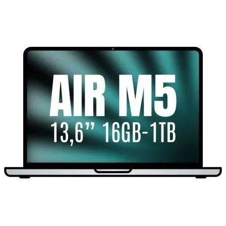 Apple Macbook Air 13,6"/ M5 10-Core CPU/ 16GB/ 1TB Disco Sólido SSD/ 10-Core GPU/ Plata