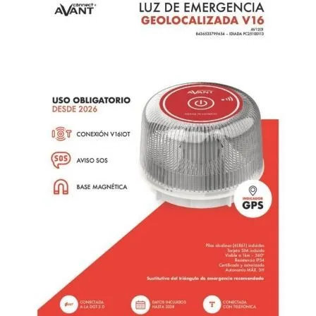 Luz baliza de emergencia para coche Avant V16 Connected AV1201/ Homologada/ Base Imantada/ Geolocalizable/ Funciona a Pilas - foto 3