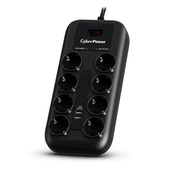 Regleta 8 Salidas Cyberpower Cinterruptor Cprotec 2USB 1.8m Negra P0820suf0-de - foto 2