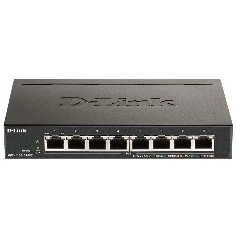 SWITCH D-LINK 8P DGS-1100-08PV2/E 10/100/1000 EASYSMART PoE(64W) - foto 2