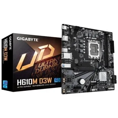 Placa Base Gigabyte H610M D3W Socket 1700/ DDR5/ PCIe 4.0/ Micro ATX