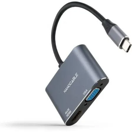 Conversor Usb-c/m A Hdmi/h-vga/h 4K Gris 15 CM Nanocable 10.16.4303