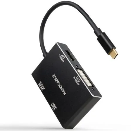 Conversor Usb-c Hdmi/h-dvi/h-dp/h-vga/h 10CM Negro Nanocable 10.16.4307