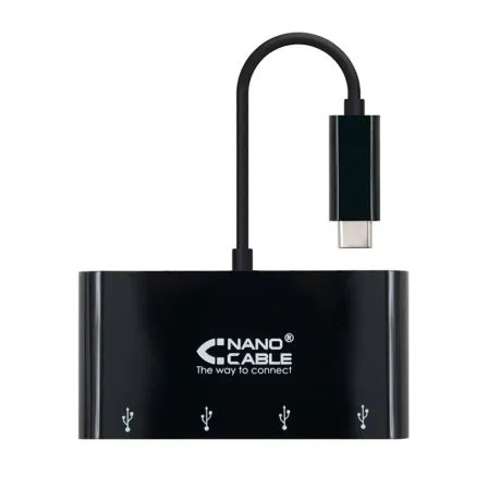 ADAPTADOR USB-C A 4XUSB 3. USB-CM-USB 3H NEGRO 10 CM NANOCABLE 10.16.4401-BKuc