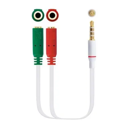 Nanocable Adaptador Audio Jack 3.5m 4 Pin-2xjack 3.5h 3 PIN Blanco 20CM Nanoc 10.24.1201