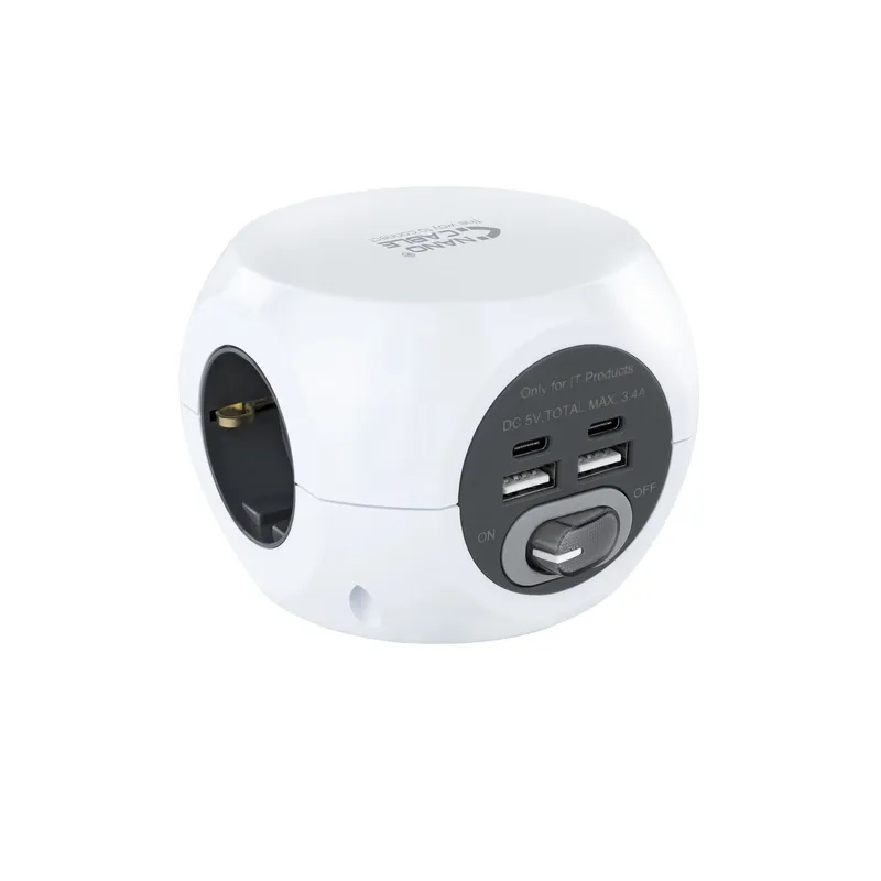 Cargador USB Nanocable 2usb-c + 2usb-a + 3ENCHUFES 16A Blanco 10.37.0001 - foto 2