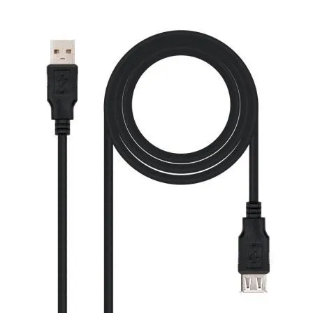 Cable USB 2.0 Tipo Am-ah Negro 1.8 M Nanocable 10.01.0203-bk