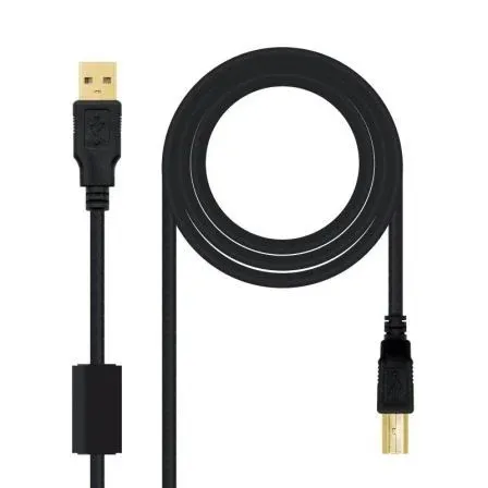 Cable USB 2.0 Impresora HQ Ferrita Tipo Am-bm Negro 5.0 M Nanocable 10.01.1205