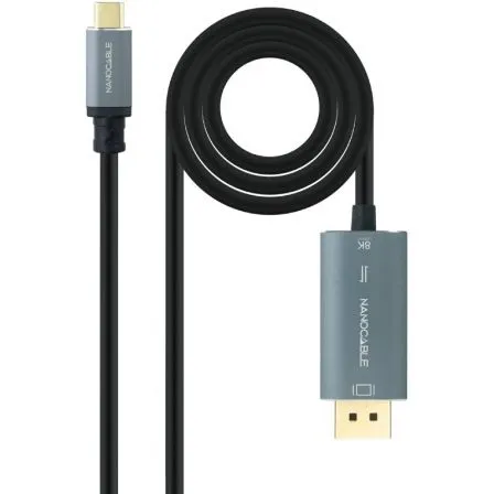 Cable Conversor Usb-c-m A Dp-m 8K 60HZ Aluminio Negro 2M Nanocable 10.15.5022