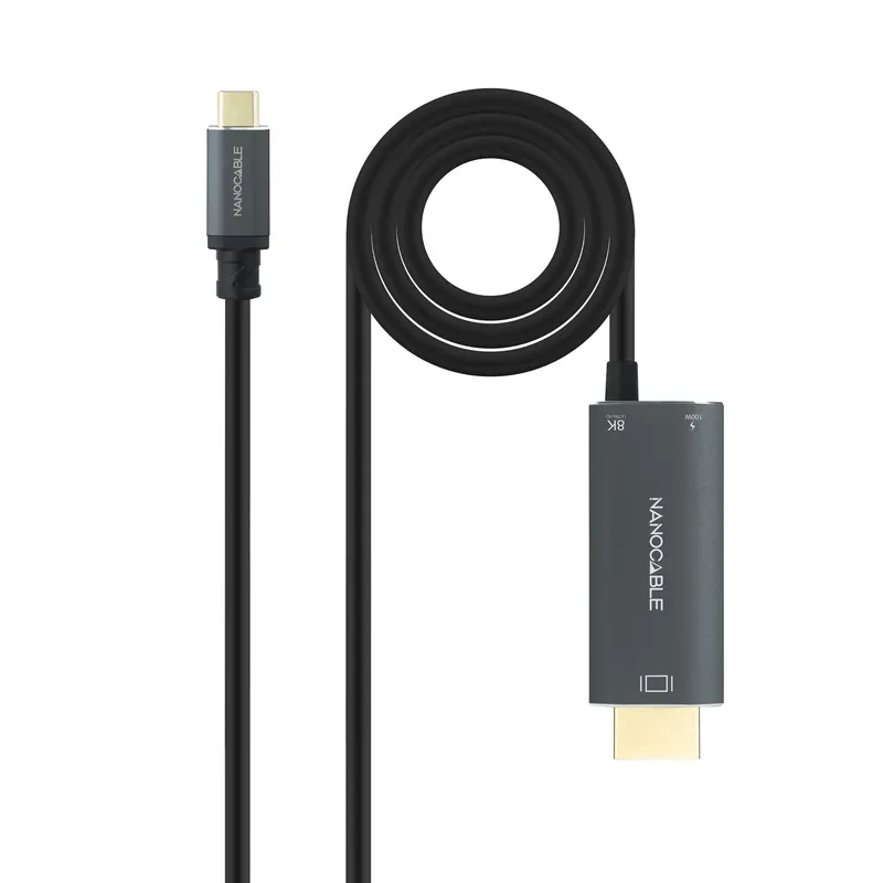 Cable Conversor Usb-c-m A Hdmiv2.1 8k60hz Usb-c Pd100w 1.8m Nanocable 10.15.5182 - foto 2