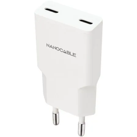 CARGADOR 2xUSB-C/PD 20W BLANCO NANOCABLE 10.10.2023