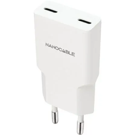 CARGADOR 2xUSB-C/PD 25W BLANCO NANOCABLE 10.10.2026