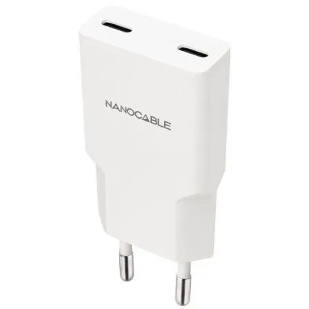 CARGADOR 2xUSB-C/PD 30W BLANCO NANOCABLE 10.10.2029