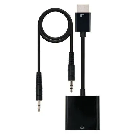 NANO CABLE Conversor Nanocable 10.16.2001-BK/ HDMI Macho - VGA Hembra/ Jack 3.5 Hembra/ 10cm/ Negro