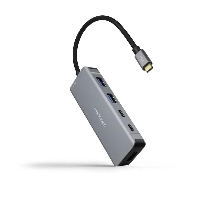HUB USB-C 2xUSB-A+2xUSB-C+HDMI+USB-C PD 100W GRIS NANOCABLE 10.16.1006 - foto 2