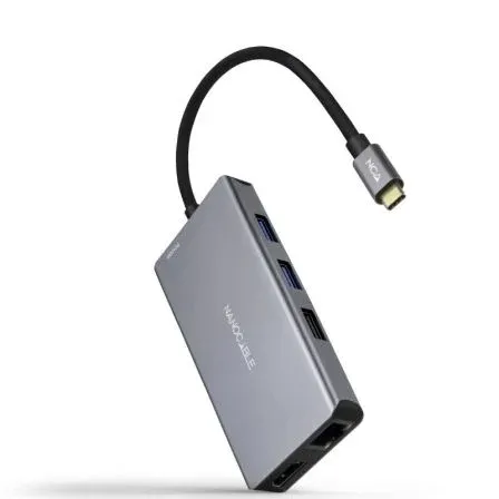 HUB USB-C 3xUSB-A+2xHDMI+RJ45+TF+SD+USB-C PD 100W NANOCABLE 10.16.1009