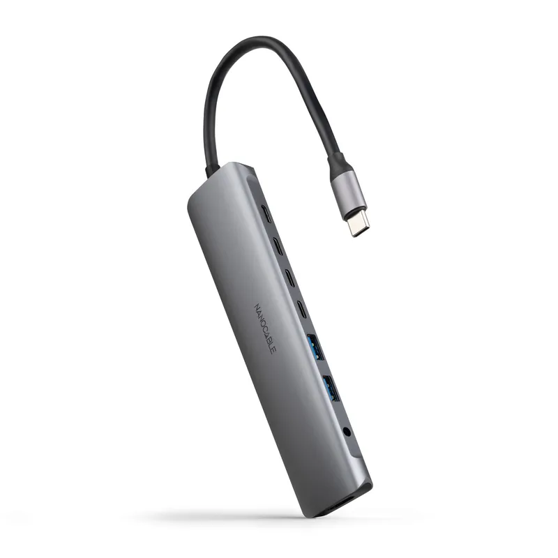 HUB USB-C 2xUSB-A+3xUSB-C+USB-C CARGA+HDMI+AUDIO NANOCABLE 10.16.4608 - foto 2