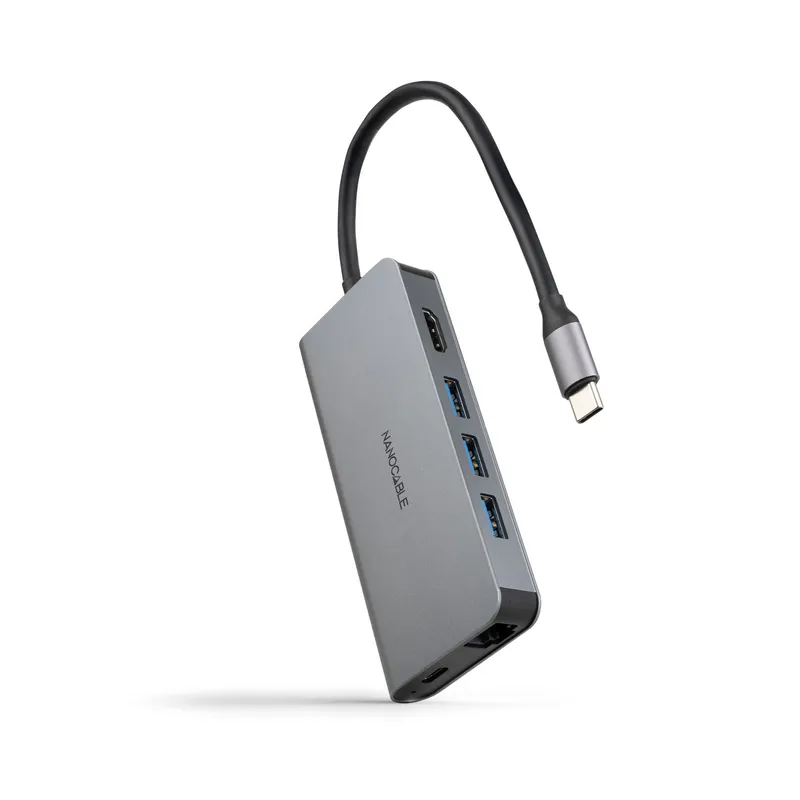 HUB USB-C 3xUSB-A+HDMI+USB-C CARGA+RJ45+TF+SD NANOCABLE 10.16.4609 - foto 2