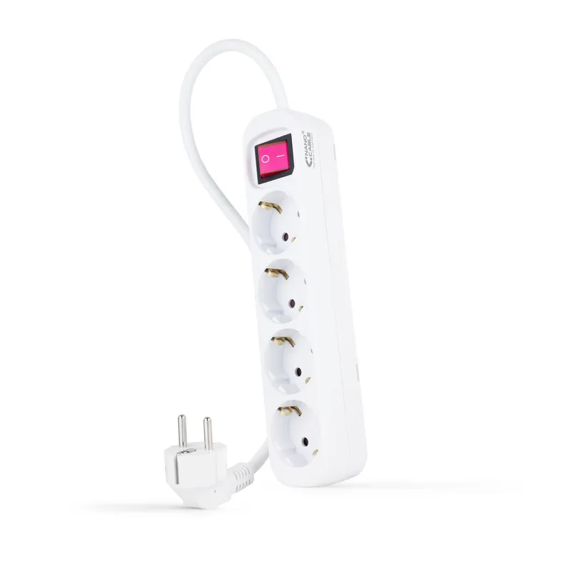 Regleta 4 Salidas Nanocable C/interruptor C/protec 1.4m Blanco 10.37.0004 - foto 2