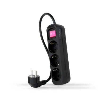 Regleta 3 Tomas Interruptor 1.4 M Negra 10.38.0003-bk Nanocable