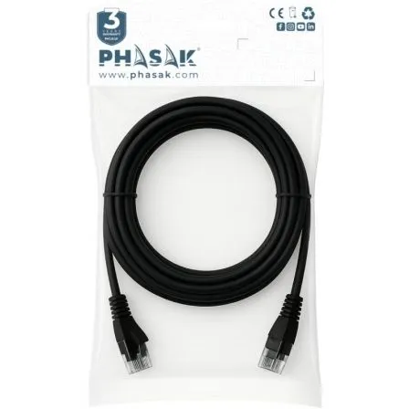 Cable de Red RJ45 UTP Phasak PHK 1752 Cat.6/ 25cm/ Negro - foto 3