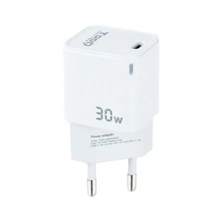 Cargador Usb-c Tooq Pared GAN Usb-c/pd 30W Tqwc-ganpd30wt