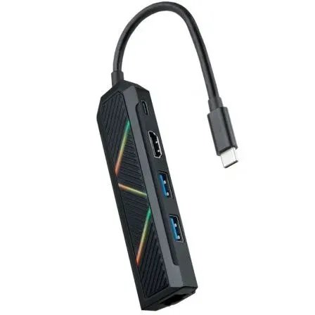 TOOQ HUB USB-C NANOCABLE 2xUSB-A+USB-C CARGA+HDMI+RJ45 10.16.0501