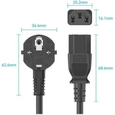 Cable de Alimentación Vention ZCJBAC/ IEC C13 Hembra - CEE7 Macho/ 1.8m/ Negro - foto 2