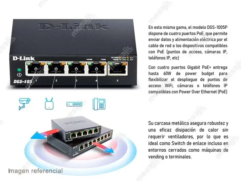 SWITCH D-LINK DGS-105 5 Puertos 10/100/1000 - foto 4