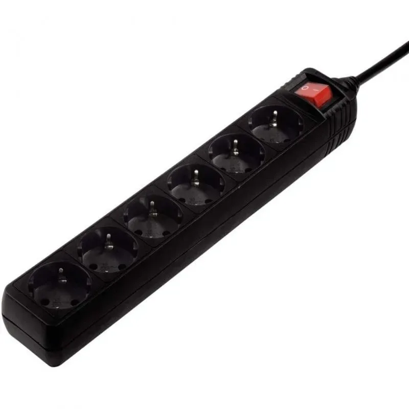REGLETA HAMA 6TOMAS NEGRA C/INTERRUPTOR
