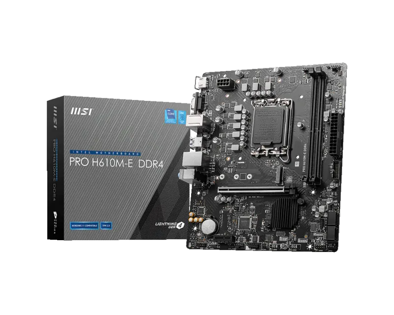 PLACA MSI PRO H610M-E D4 INTEL1700 2DDR4 HDMI 4SATA3 MATX