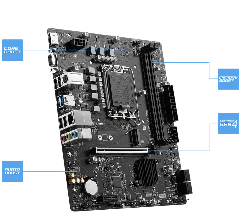 PLACA MSI PRO H610M-E D4 INTEL1700 2DDR4 HDMI 4SATA3 MATX - foto 2