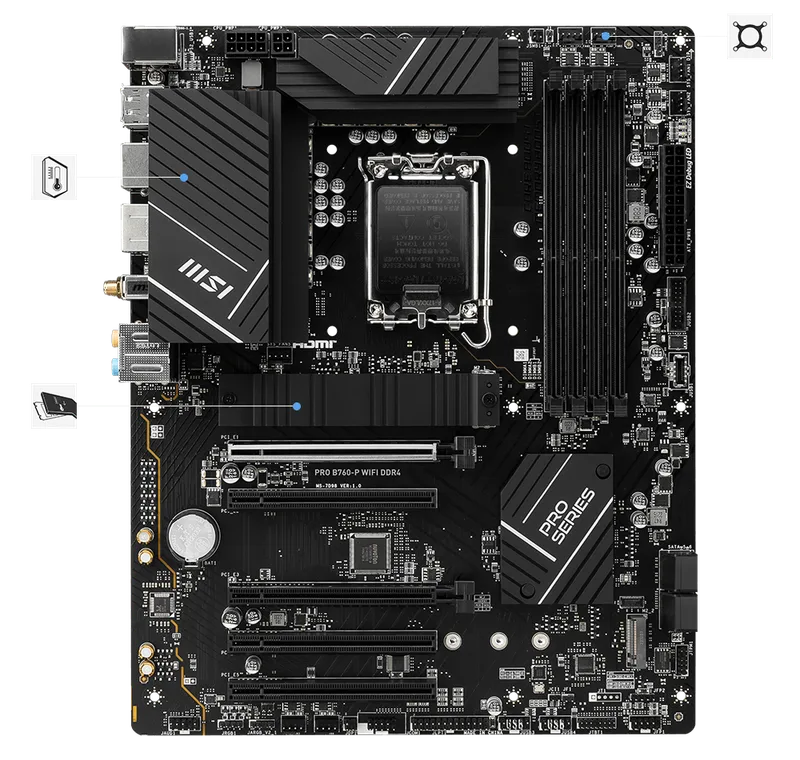 PLACA MSI PRO B760-P WIFI INTEL1700 ATX 4XDDR4