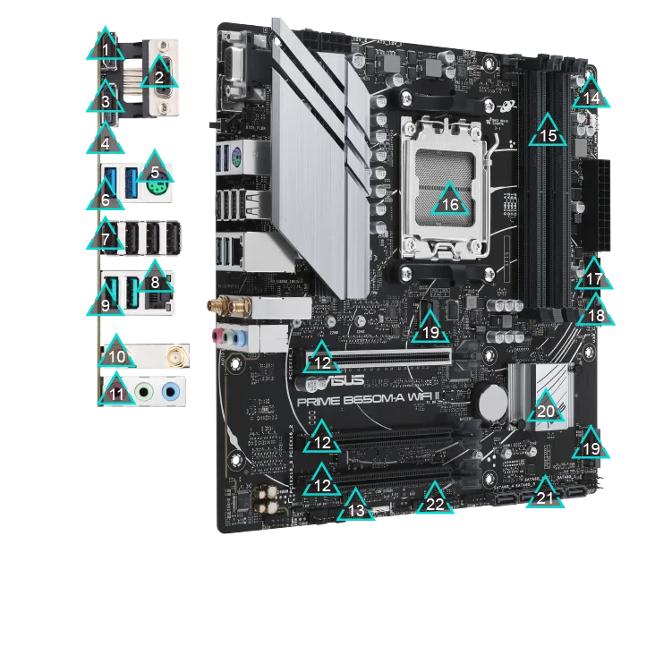 PLACA ASUS PRIME B650M-A II-CSM AMD AM5 4DDR5 HDMI/DISPLAYPORT/VGA 4SATA3 USB3.2 MATX - foto 4