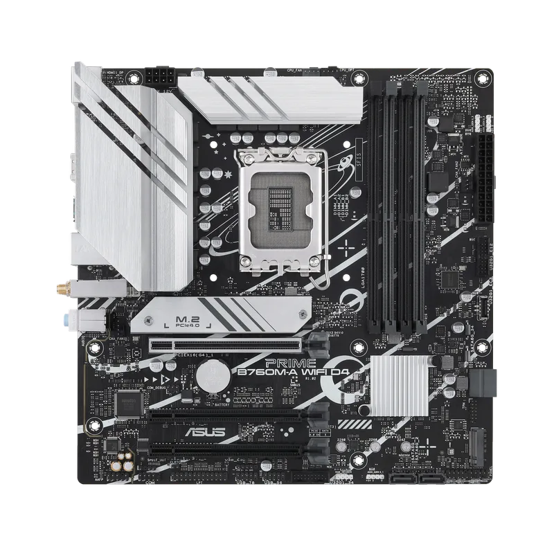 PLACA ASUS PRIME B760M-A WIFI INTEL 1700 4DD5 2HDMI+DP 4SATA+2M.2,2USB 3.2+USB-C,2.5GB+W