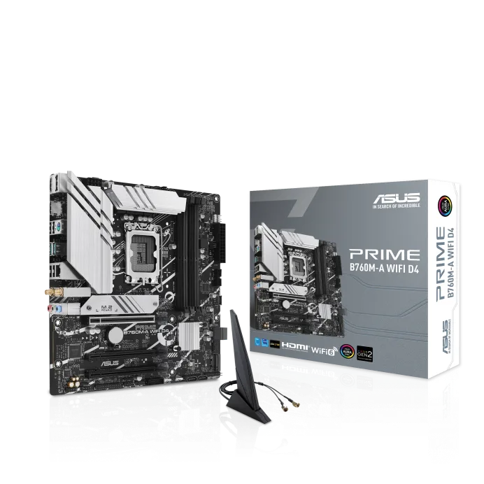PLACA ASUS PRIME B760M-A WIFI INTEL 1700 4DD5 2HDMI+DP 4SATA+2M.2,2USB 3.2+USB-C,2.5GB+W - foto 2