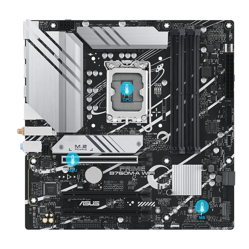PLACA ASUS PRIME B760M-A WIFI INTEL 1700 4DD5 2HDMI+DP 4SATA+2M.2,2USB 3.2+USB-C,2.5GB+W - foto 3
