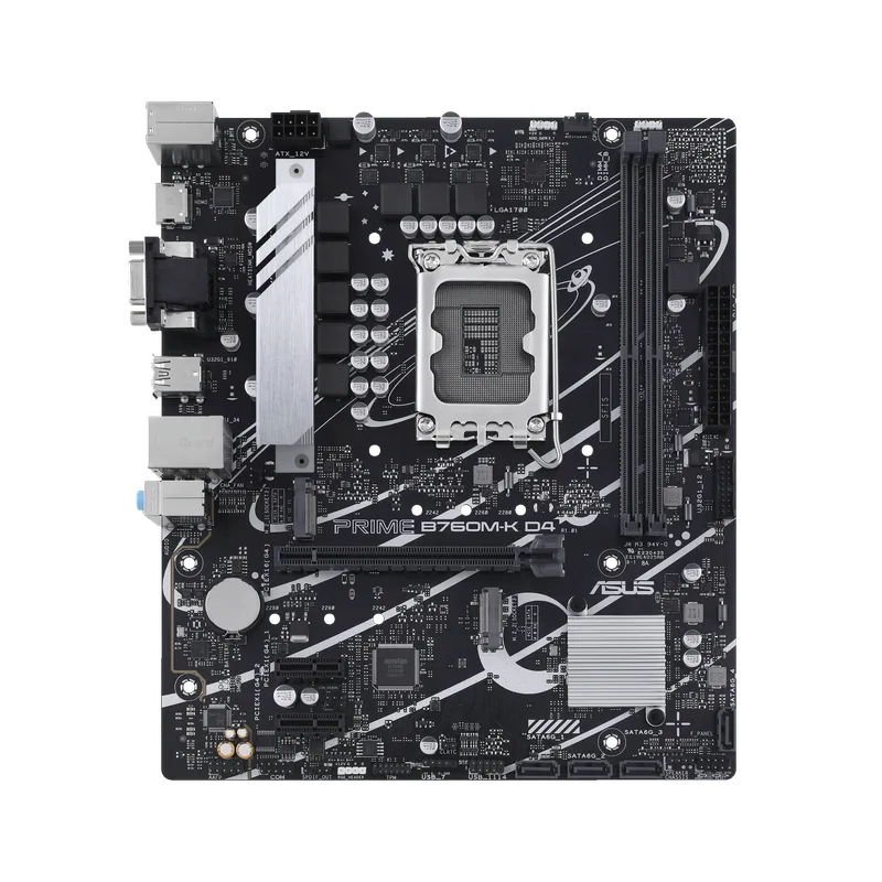 PLACA ASUS PRIME B760M-K INTEL1700 2DDR5 HDMI PCIE4.0 4SATA3 USB3.2 MATX
