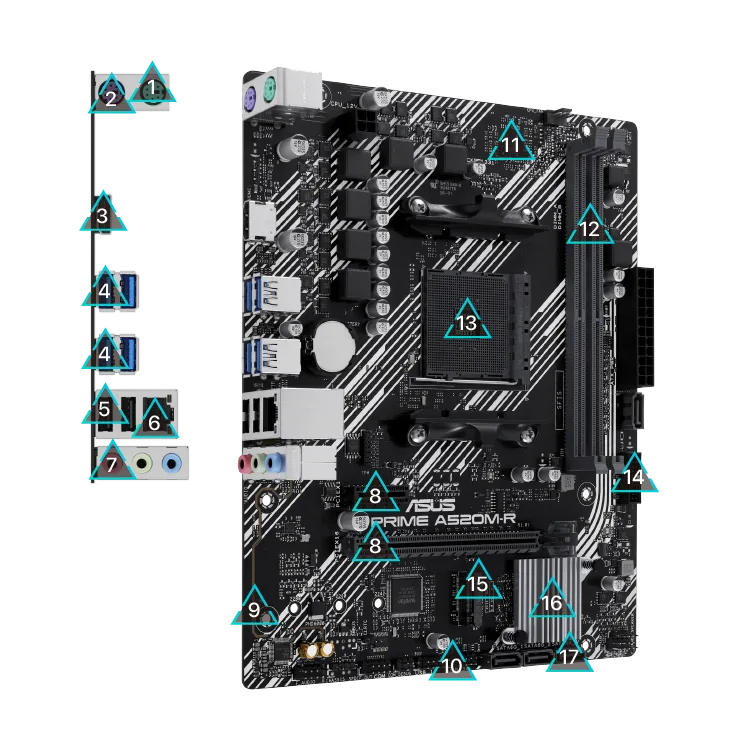 PLACA ASUS PRIME A520M-R AMD AM4 2DDR4 HDMI PCIE3.0 4SATA3 USB3.2 MATX - foto 3