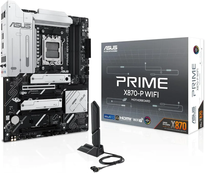 PLACA ASUS PRIME X870-P WIFI AMD AM5 4DDR5 HDMI/DISPLAYPORT PCIE5.0 2SATA3 USB3.2 ATX