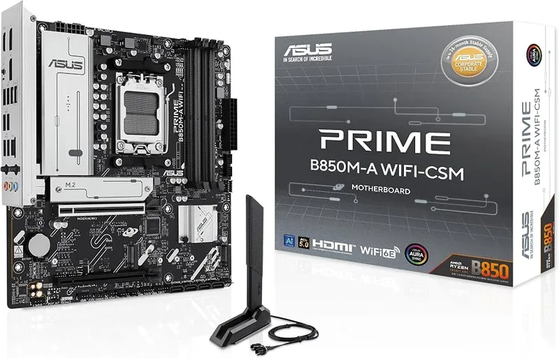 PLACA ASUS PRIME B850M-A-CSM AMD AM5 4DDR5 HDMI/DISPLAYPORT PCIE5.0 4SATA3 USB2.0 MATX - foto 2