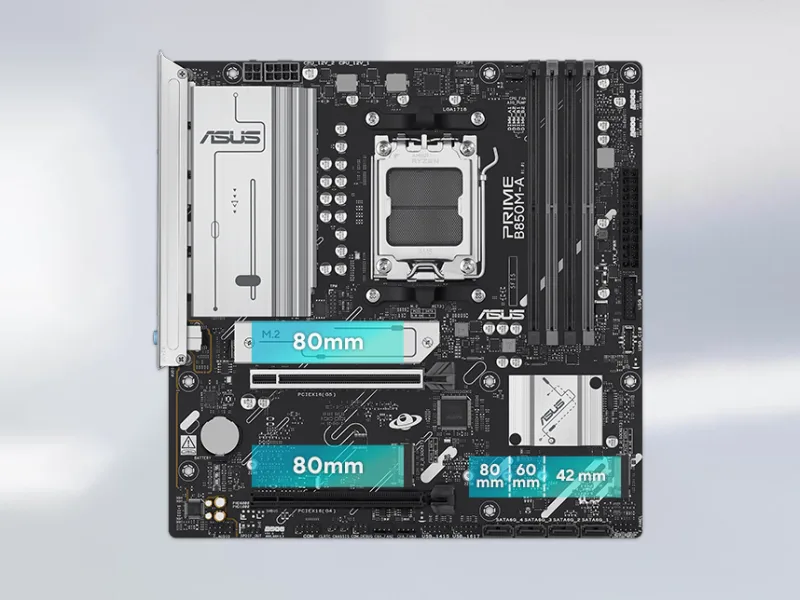 PLACA ASUS PRIME B850M-A-CSM AMD AM5 4DDR5 HDMI/DISPLAYPORT PCIE5.0 4SATA3 USB2.0 MATX - foto 3
